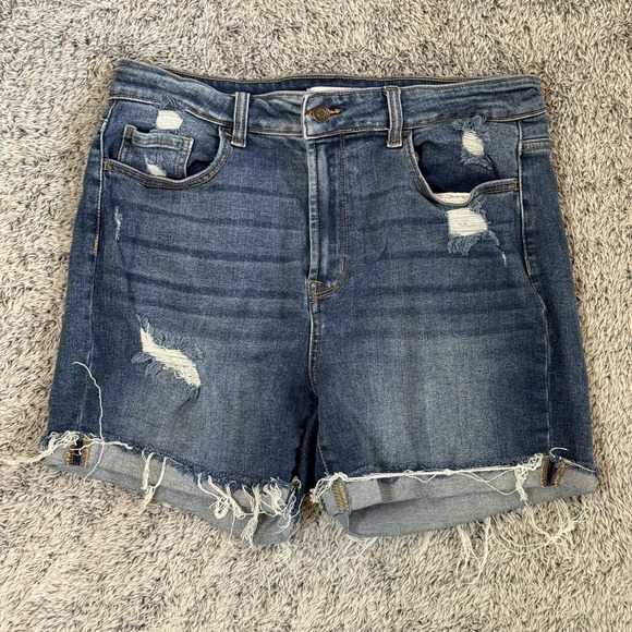 Lot of 3 Pairs Zenana Denim Hi Rise Dark Wash Cutoff Shorts Women's Size XL - Picture 4 of 12